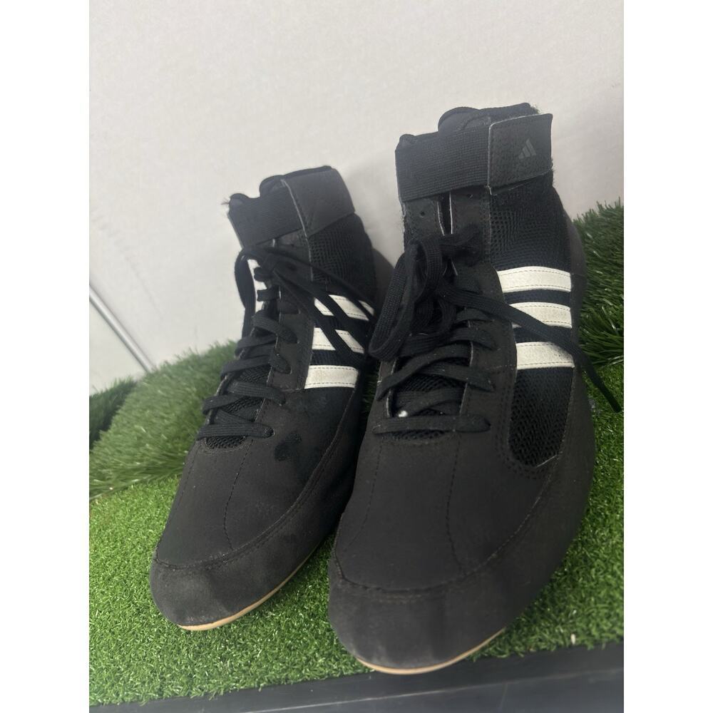 Adidas HVC 2 Wrestling Shoes Black Leather Mid Top AQ3325 Mens US Size 10 - Picture 2 of 9